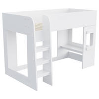 HOCHBETT 90/200 cm mit Lichtleiste und Schreibtisch, DE-41600, in Weiß - Weiß, Holzwerkstoff (90/200cm) - ComfortXL