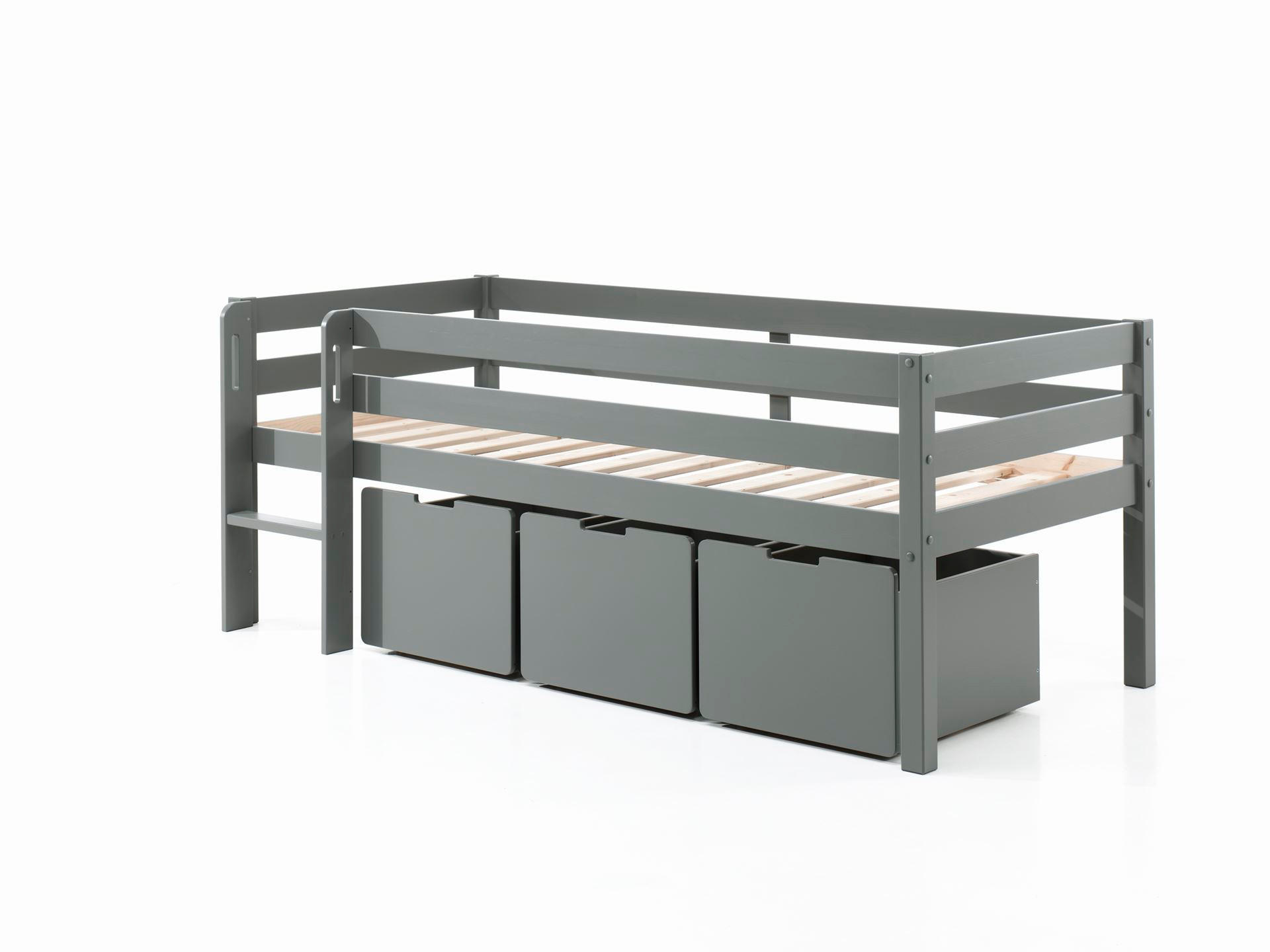 KOJENBETT Karolina 208x83x105 aus Massivholz in Grau - Dunkelgrau, Holz (90/200cm) - 58aufmkessel