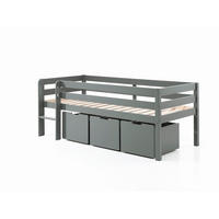 KOJENBETT Karolina 208x83x105 aus Massivholz in Grau - Dunkelgrau, Holz (90/200cm) - 58aufmkessel
