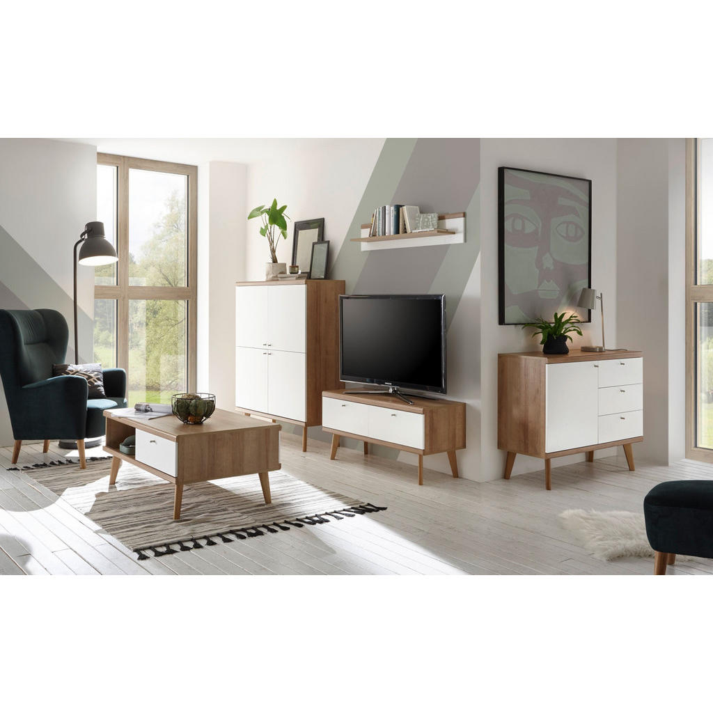 Thumbnail - Furn.Design Sideboard, Weiß, Eiche, Metall, Nachbildung,Eiche, Uni, 1 Fächer, 3 Schubladen, eckig, 107x83x40 cm, FSC 100...