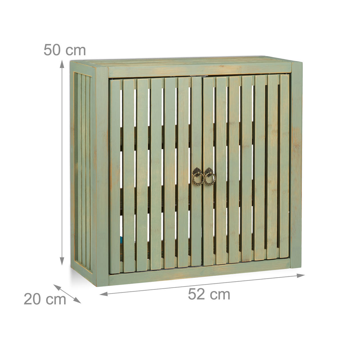 HÄNGESCHRANK - Grün, Holz (52/50/20cm) - Relaxdays