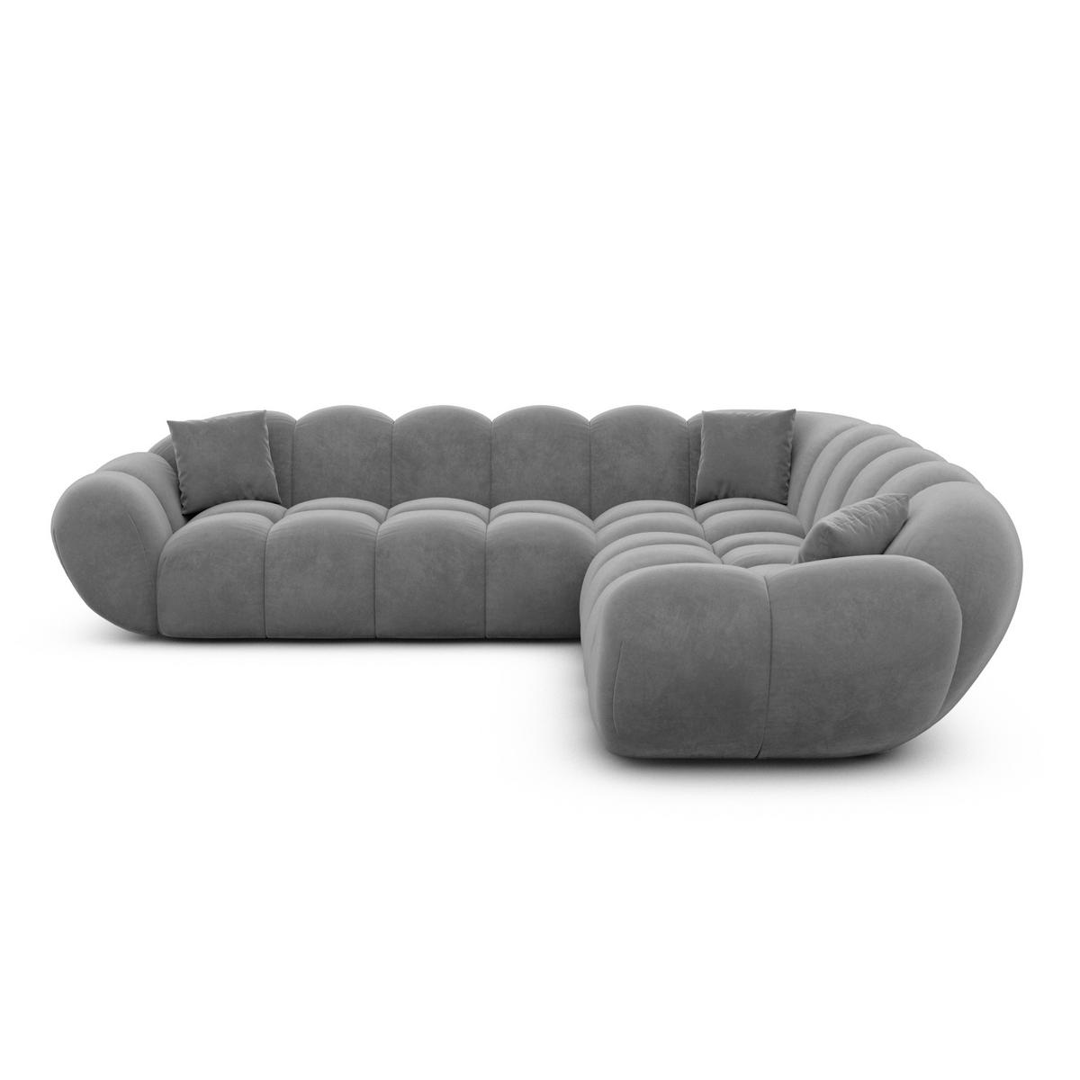 ECKSOFA Liva Dunkelgrau Samtstoff - Dunkelgrau, Textil (258/258cm) - VAROYAL