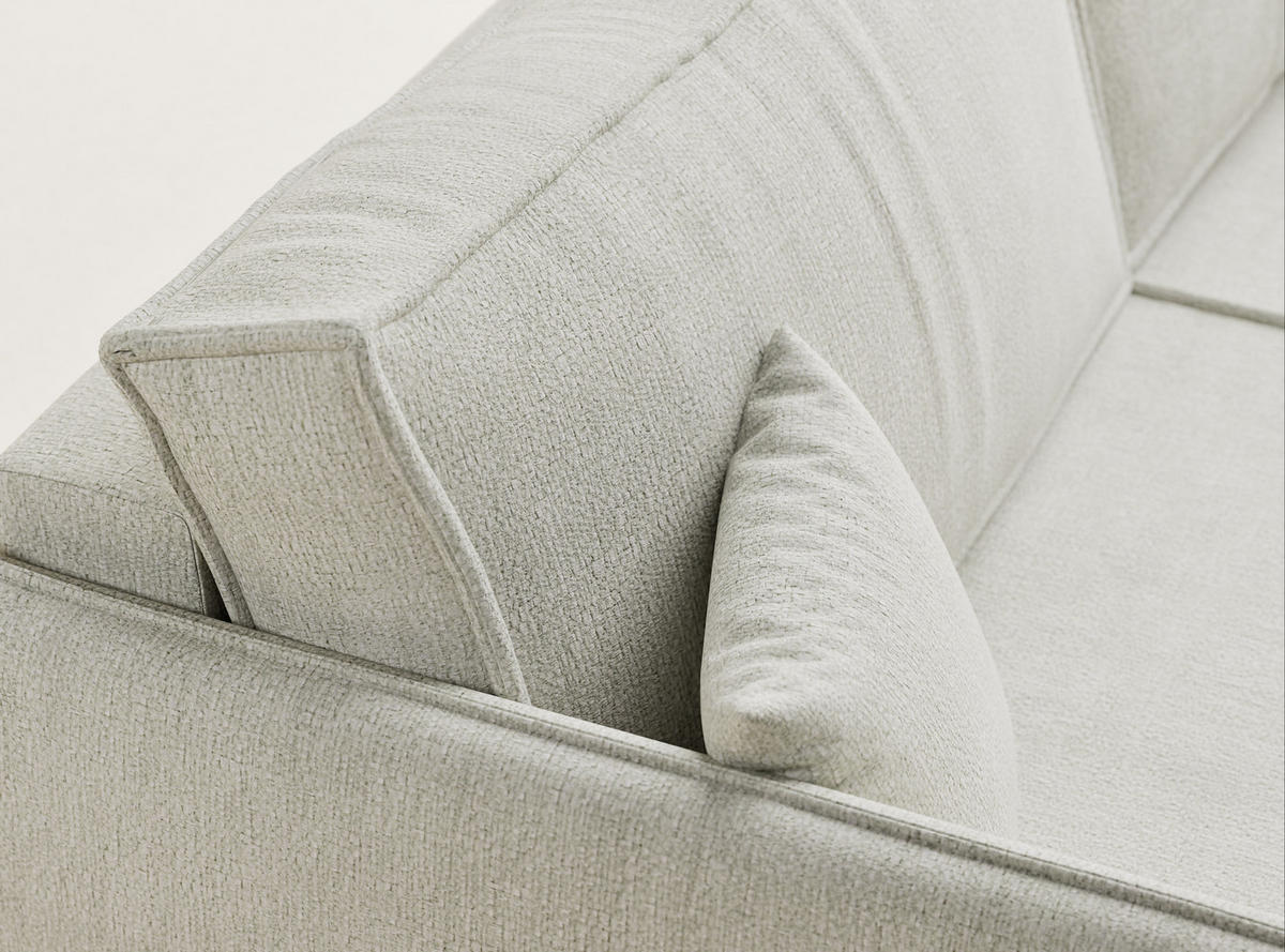 SOFA MIT SCHLAFFUNKTION Obra Creme Chenille-Stoff - Creme/Schwarz, Holz/Holzwerkstoff (220/70/107cm) - Maison de Reve