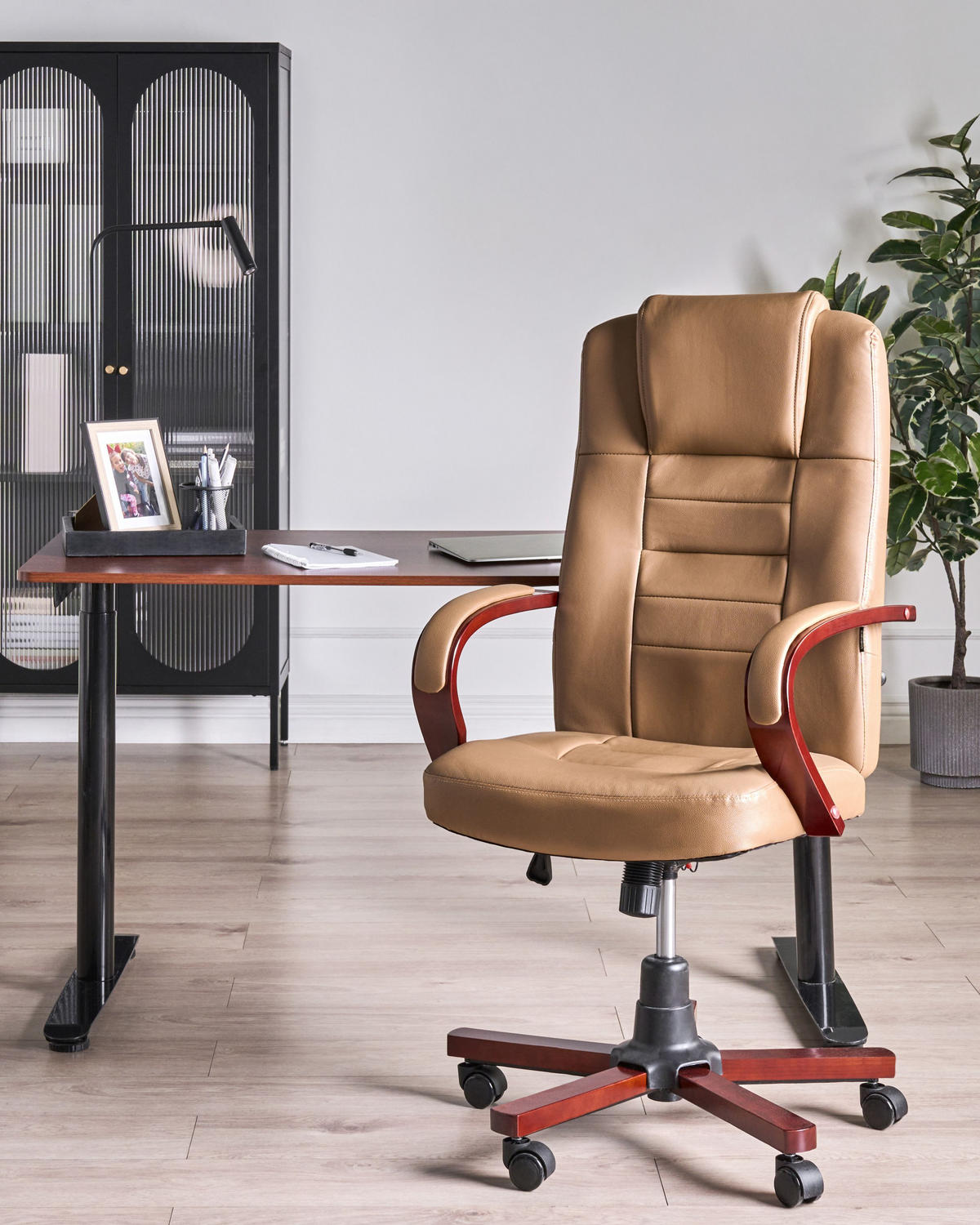 MASSAGESTUHL Hellbraun Diamond - Hellbraun/Schwarz, Leder (66/118/66cm) - Beliani