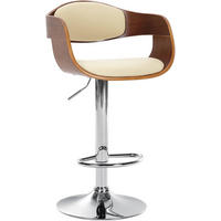 BARHOCKER Lederlook walnuss/creme - Walnussfarben/Creme, Textil/Metall (50/88/48cm) - CLP
