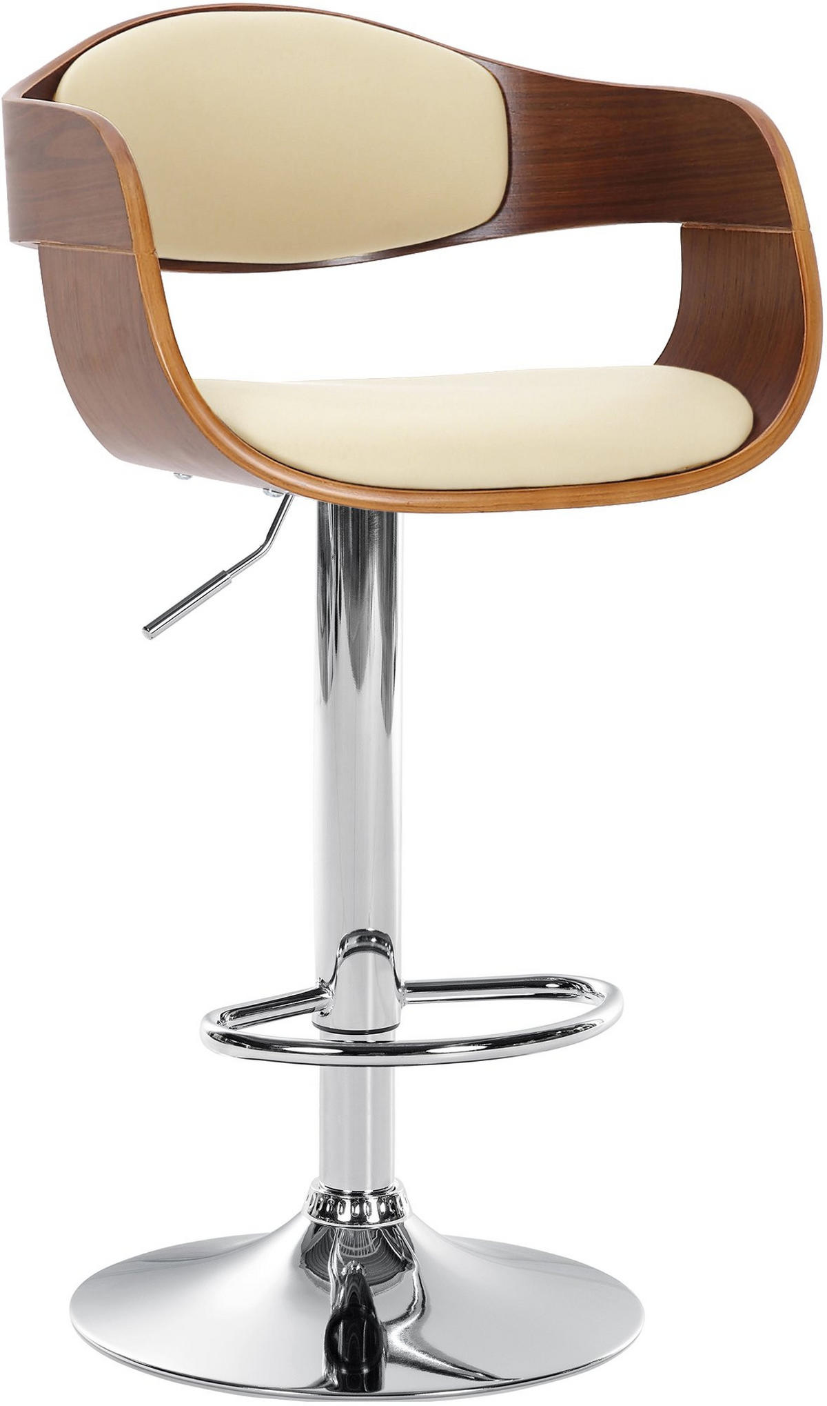 BARHOCKER Lederlook walnuss/creme - Walnussfarben/Creme, Textil/Metall (50/88/48cm) - CLP