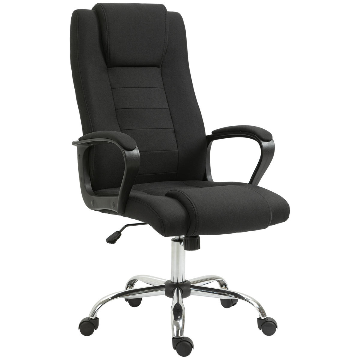BÜROSTUHL DE-05065 Ergonomisch, Armlehne, höhenverstellbar & Leinenoptik Schwarz - Schwarz, Metall (62/119/76cm) - ComfortXL
