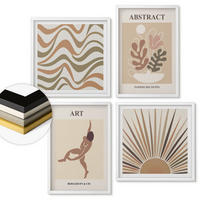 WANDBILDER 4er-Set - 50x50 cm & 40x60 cm Weißer Rahmen - Matisse Boho abstrakte Muster - Weiß, Kunststoff (50/50cm) - ArtPrintCave