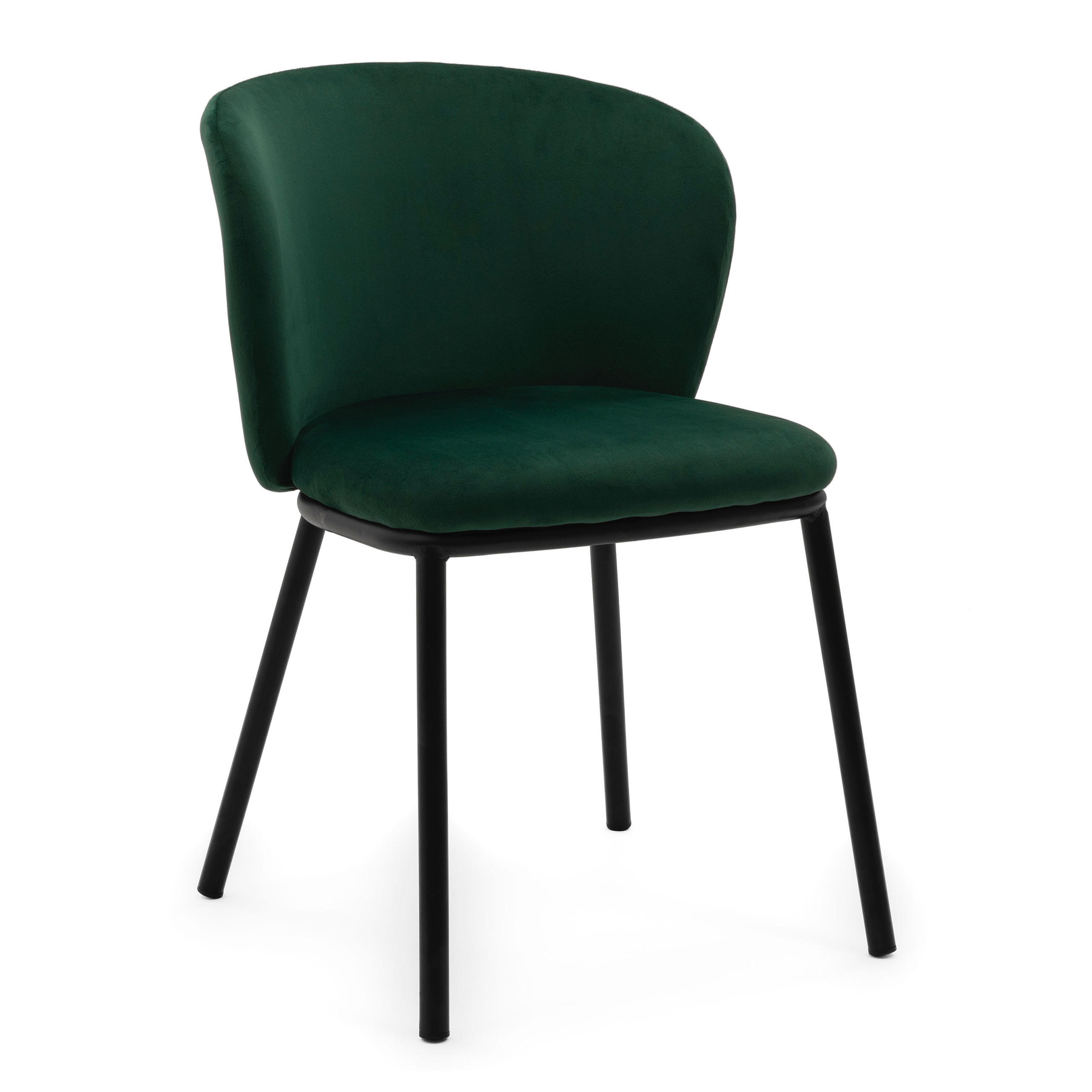 STUHL BARI gepolsterter mit Steppung - grün - Samt Velour - Schwarz/Grün, Textil/Metall (54/81/57cm) - NEW HOME