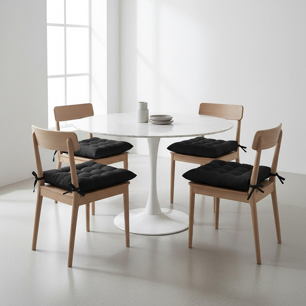 4XSEDÁK na židle - černá, textil/plast (40/40/5cm) - Relaxdays