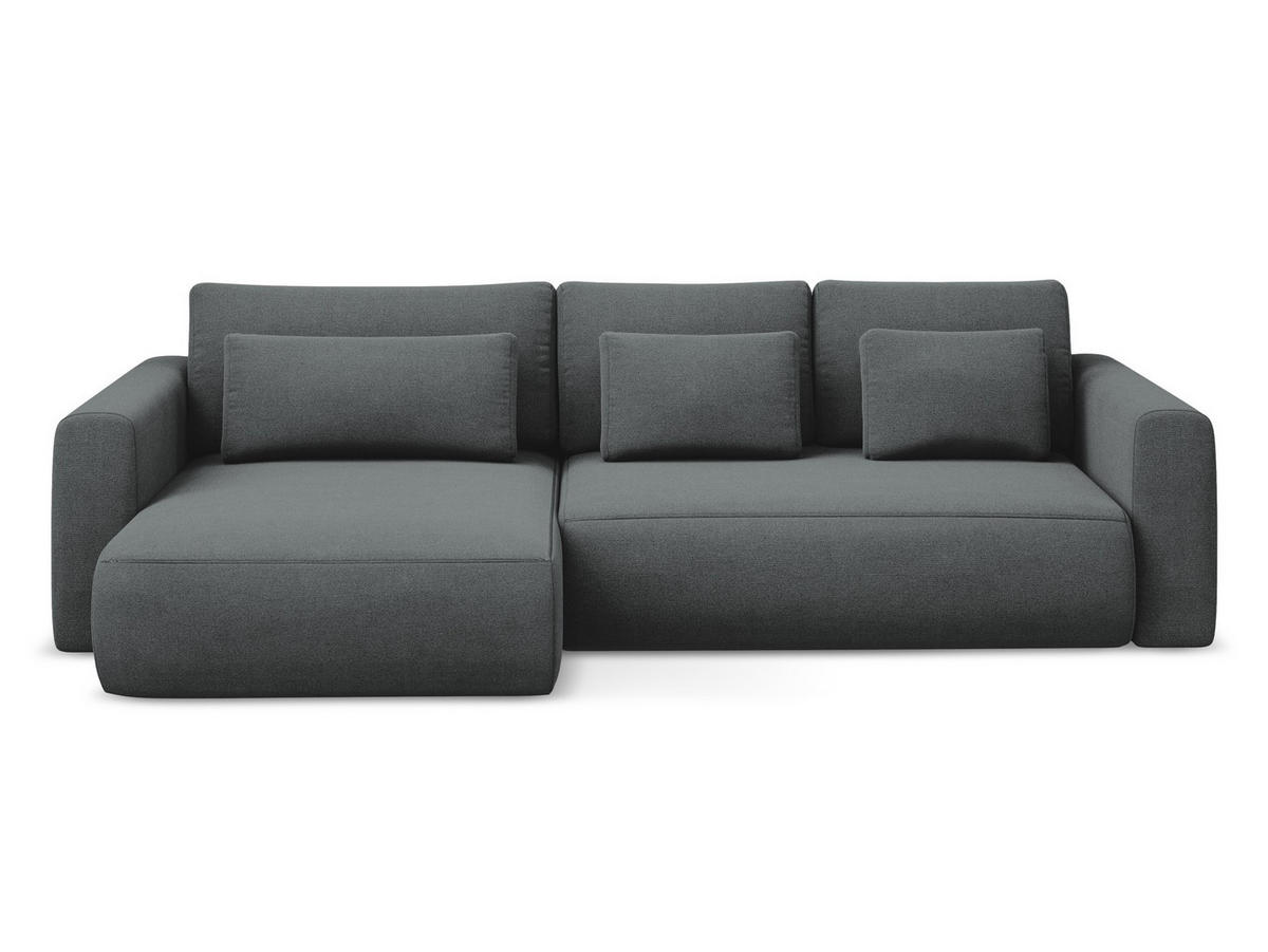 ECKSOFA mit Schlaffunktion Strukturstoff Stoff Grau - Schwarz/Grau, Kunststoff/Textil (149/278cm) - Makamii