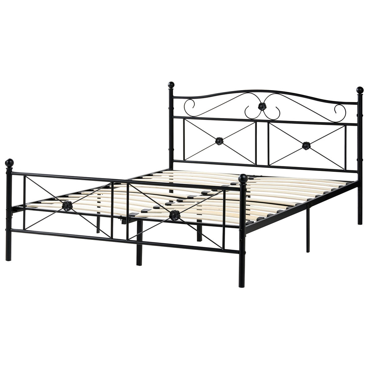 PAT cu somieră 140/200 cm oțel negru Rodez - negru, metal (140/200cm) - Beliani