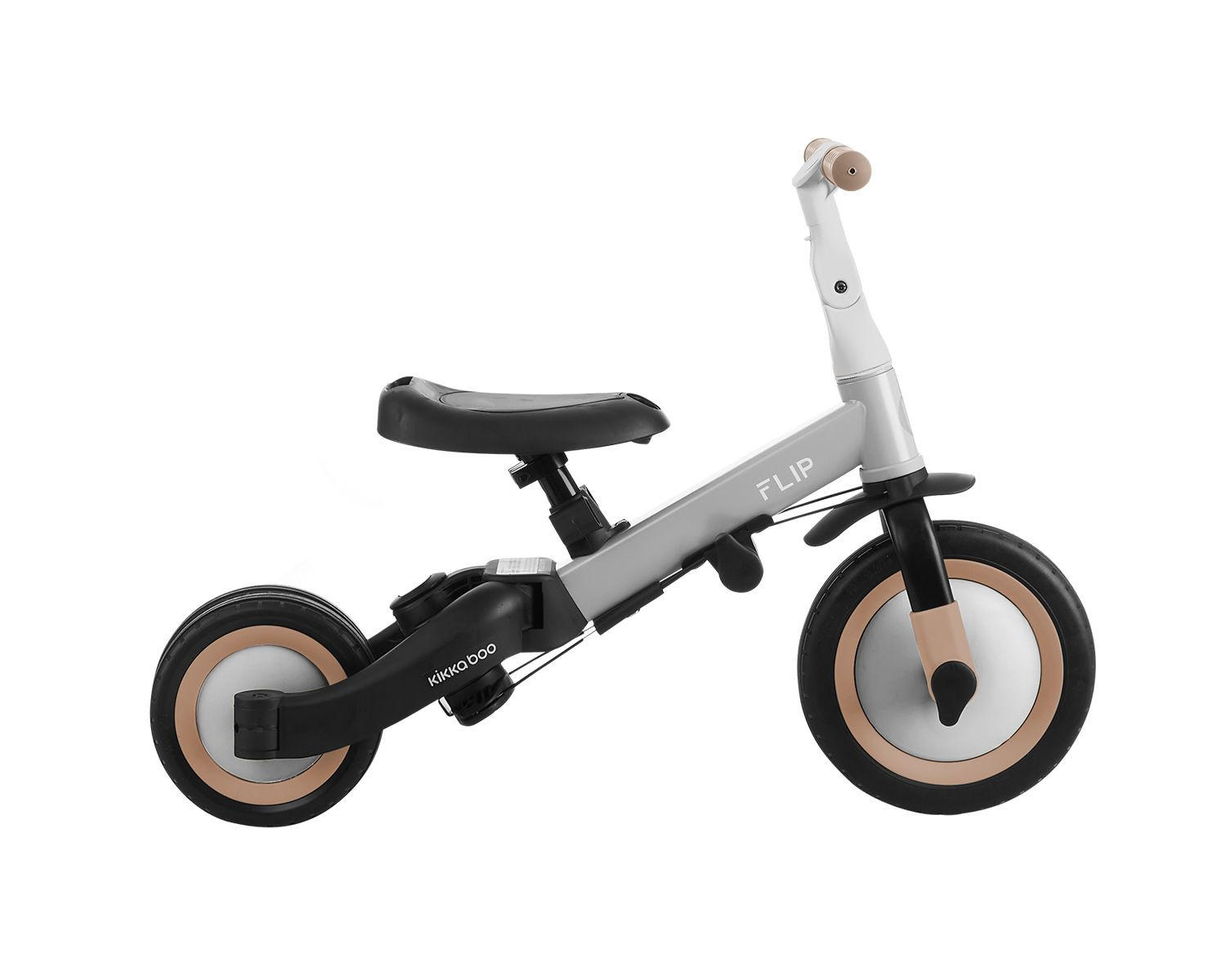 DREIRAD Flip 5 in 1 grau Stahlrahmen, rutschfeste Griffe, verstellbar - Grau, Metall (69/45/78cm) - Kikka boo