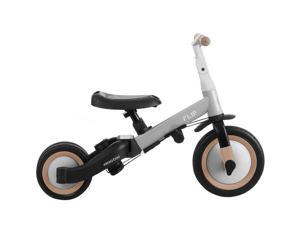 DREIRAD Flip 5 in 1 grau Stahlrahmen, rutschfeste Griffe, verstellbar - Grau, Metall (69/45/78cm) - Kikka boo