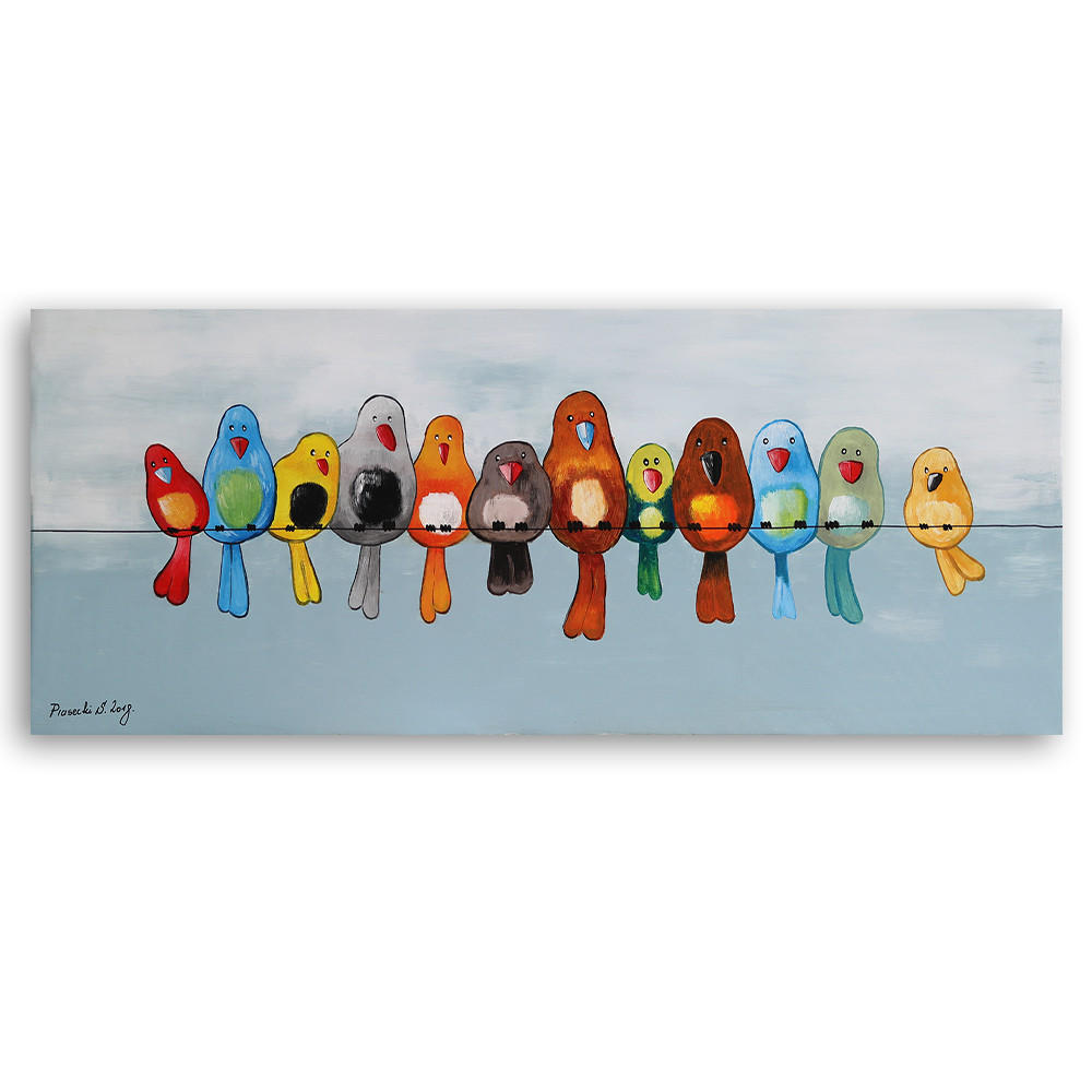 LEINWANDBILD Bunte Vögel 150x50cm - Multicolor, Textil (150/50cm) - Feeby