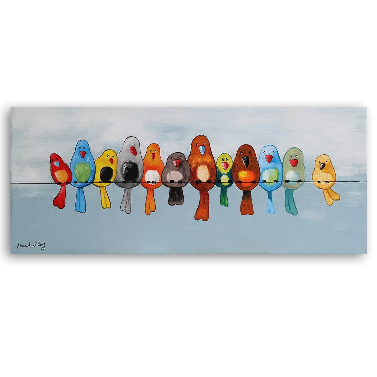 LEINWANDBILD Bunte Vögel 150x50cm - Multicolor, Textil (150/50cm) - Feeby