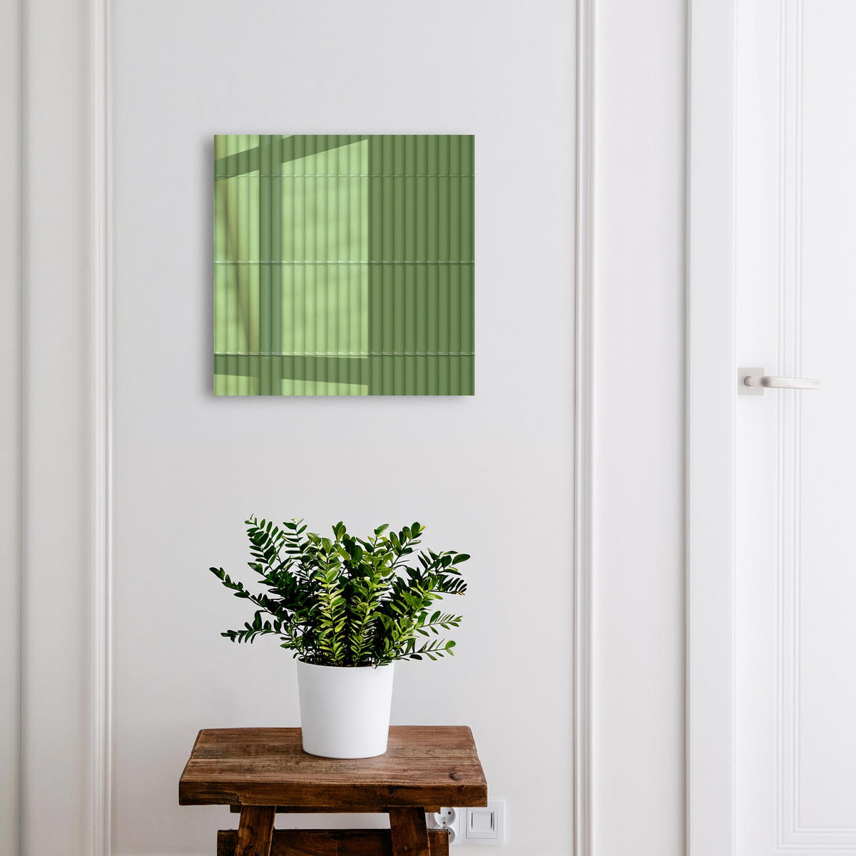 SCHLÜSSELBOX Weiß 30x30 cm – Türöffnung nach rechts - Grüner Bambus - Grün, Metall (30/30/5cm) - TULUP