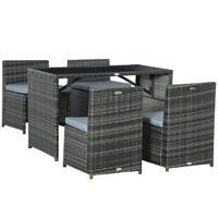 GARTENMÖBEL Set Stahl PE Polyrattan Grau - Grau, Metall - Outsunny