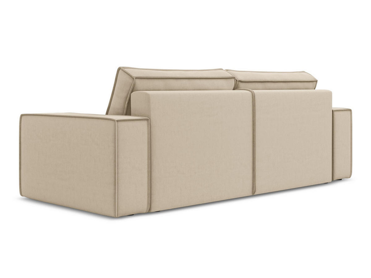 3-SITZER SOFA mit Schlaffunktion Samt Stoff Beige - Beige/Creme, Kunststoff/Textil (255/85/105cm) - Makamii