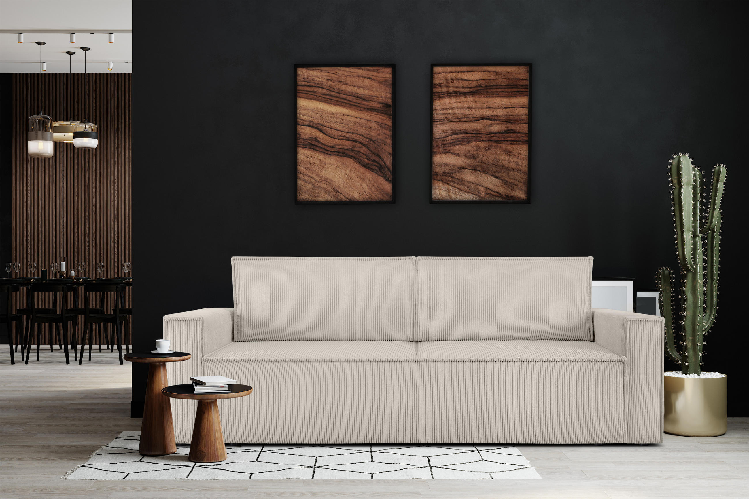 Thumbnail - Konsimo® Schlafsofa, Creme, Textil, 228x89x101 cm, FSC 100%, Hergestellt in Europa, Wohnzimmer, Sofas & Couches, Schlafs...