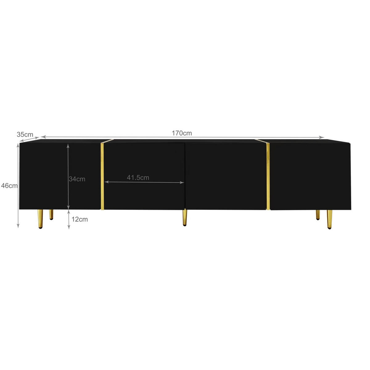 TV-SCHRANK-SET mit Couchtisch 170 cm/100 cm MDF Schwarz Hochglanz 2-tlg. - Schwarz, Holzwerkstoff (60/41.5/100cm) - Beauniv