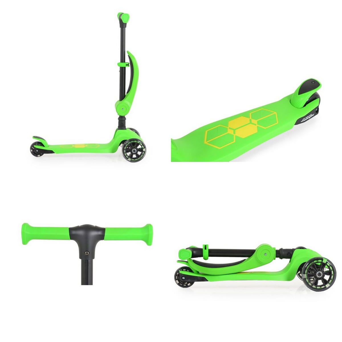 KINDERROLLER 2 in 1 Lamborghini grün Laufrad, Lenkerhöhe verstellbar, klappbar - Grün, Kunststoff (57/26/52cm) - Moni