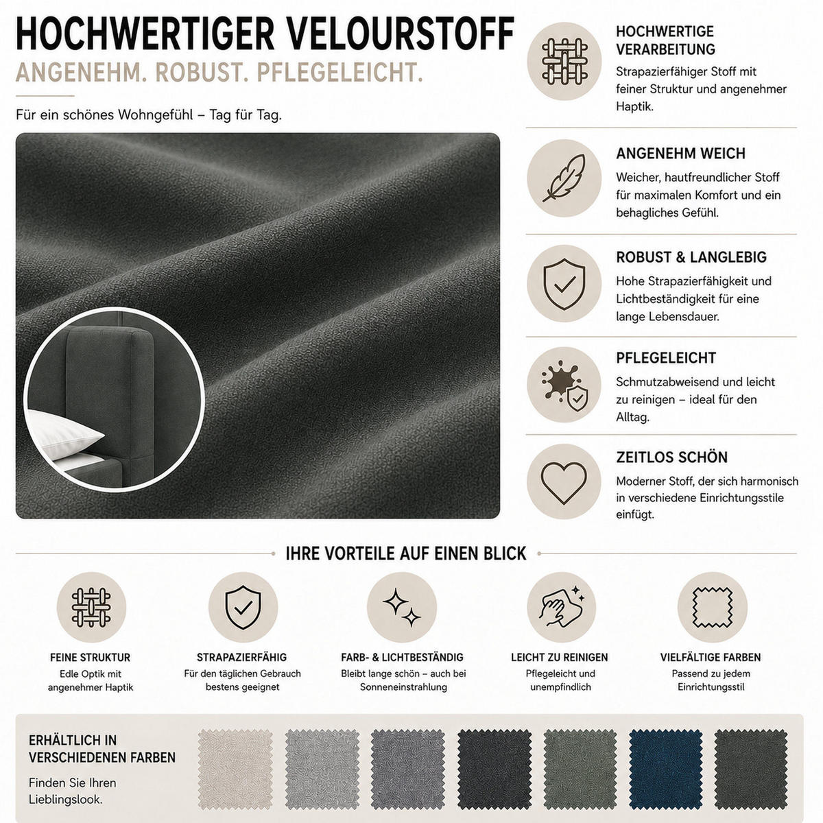 MARPUR Polsterbett NERO 180x200 cm mit Bettkasten und Lattenrost, Grau - Chromfarben/Grau, Holz/Holzwerkstoff (180/200cm) - Marpur