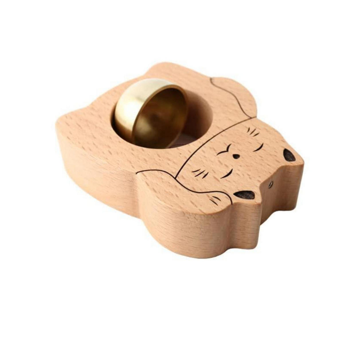 TÜRKLINGEL Glückskatze Holz/Kupfer - Braun, Holz (8.5/3.1/11cm)