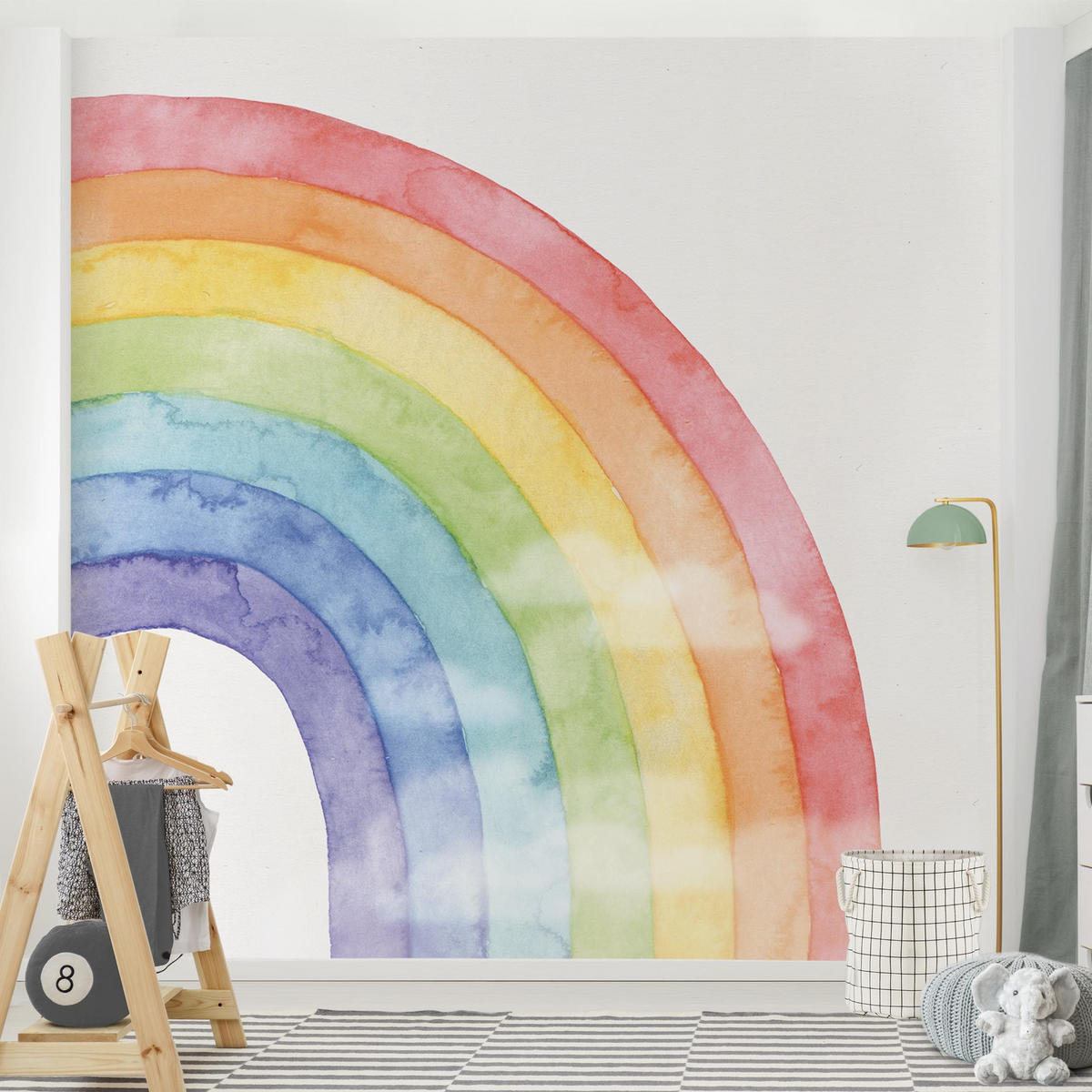 FOTOTAPETE Regenbogen und Wolken Wasserfarben 288/288 cm - Multicolor, Papier (288/288cm) - Bilderwelten