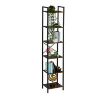 BÜCHERREGAL - Schwarz/Braun, Holzwerkstoff/Metall (40/187/32cm) - Relaxdays