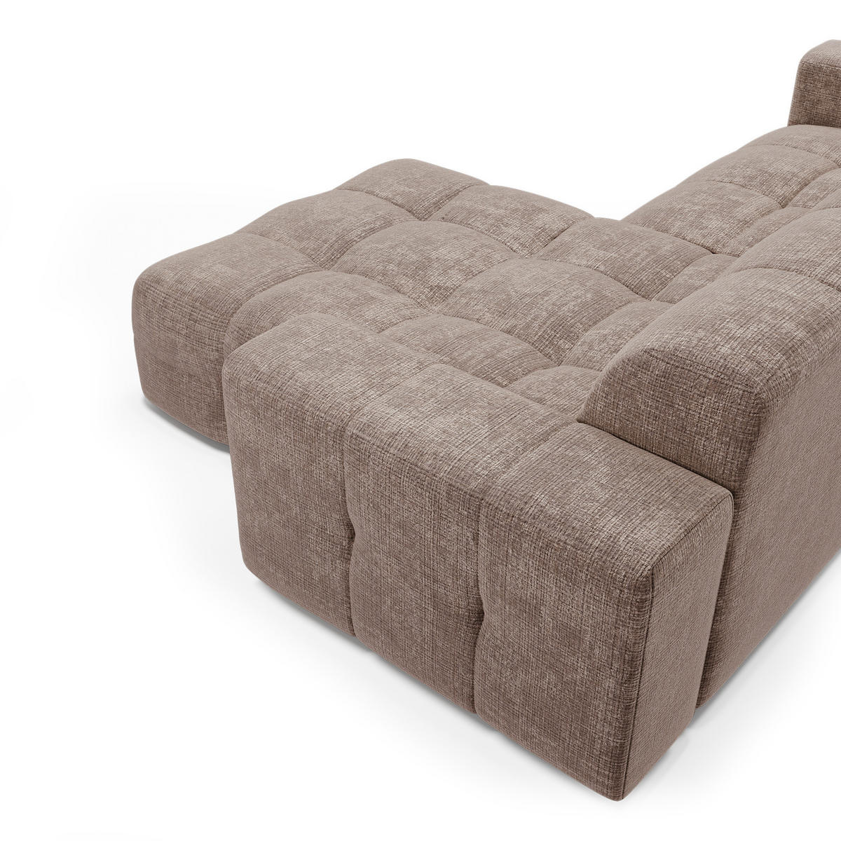 ECKSOFA RECHTS geprägter Samt taupe 230cm - Taupe, Textil (155/230cm) - Sia Home