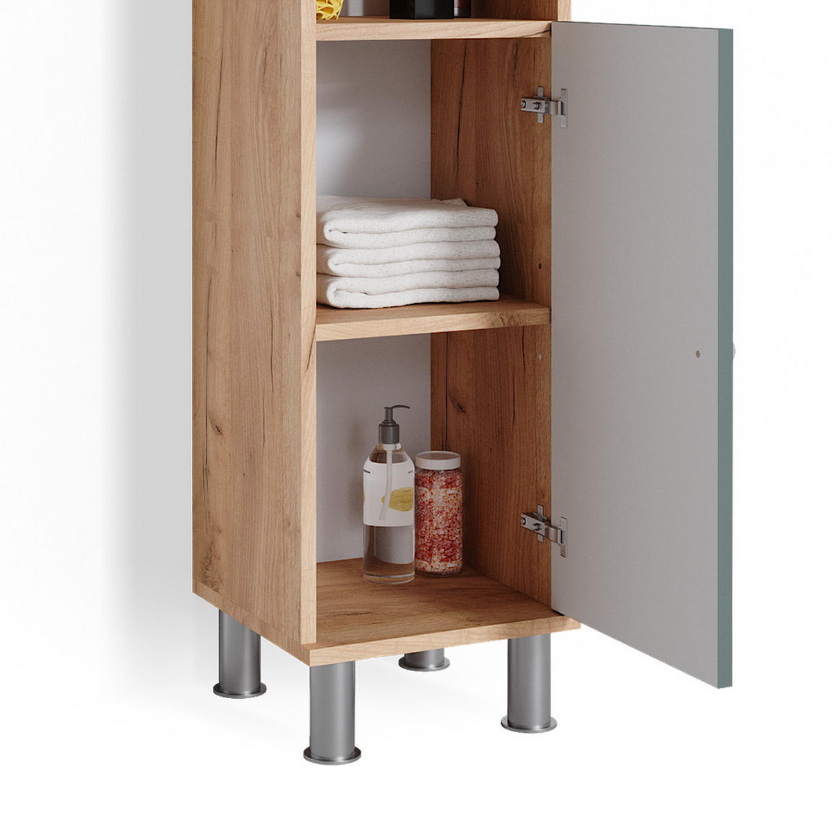 SADA NÁBYTKU DO KOUPELNY Fynn Zelená 3 díly, se střední jednotkou - zelená barva, kompozitní dřevo (60/54/32cm) - Vicco