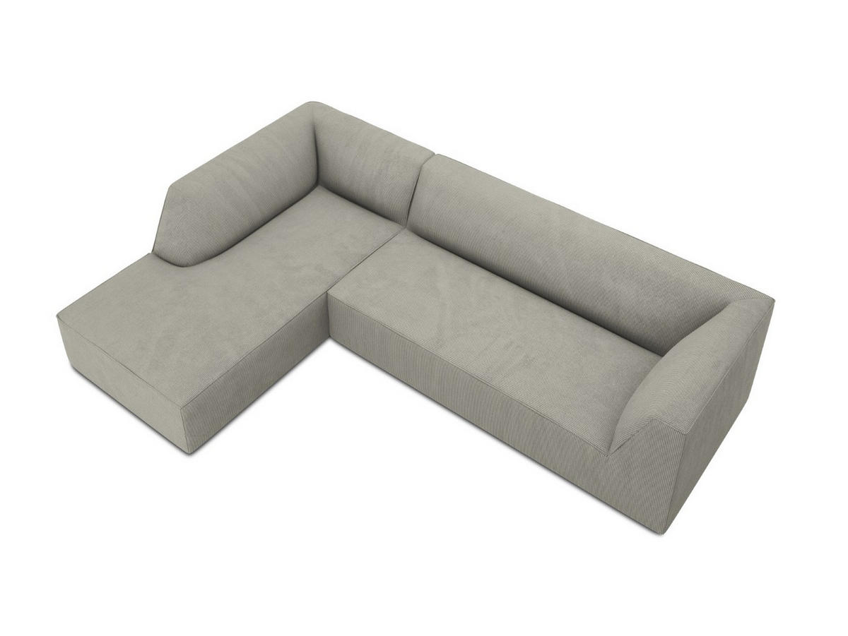 ECKSOFA links Ruby aus Cord hellgrau 4 Sitzplätze - Hellgrau, Textil (180/273cm) - Micadoni