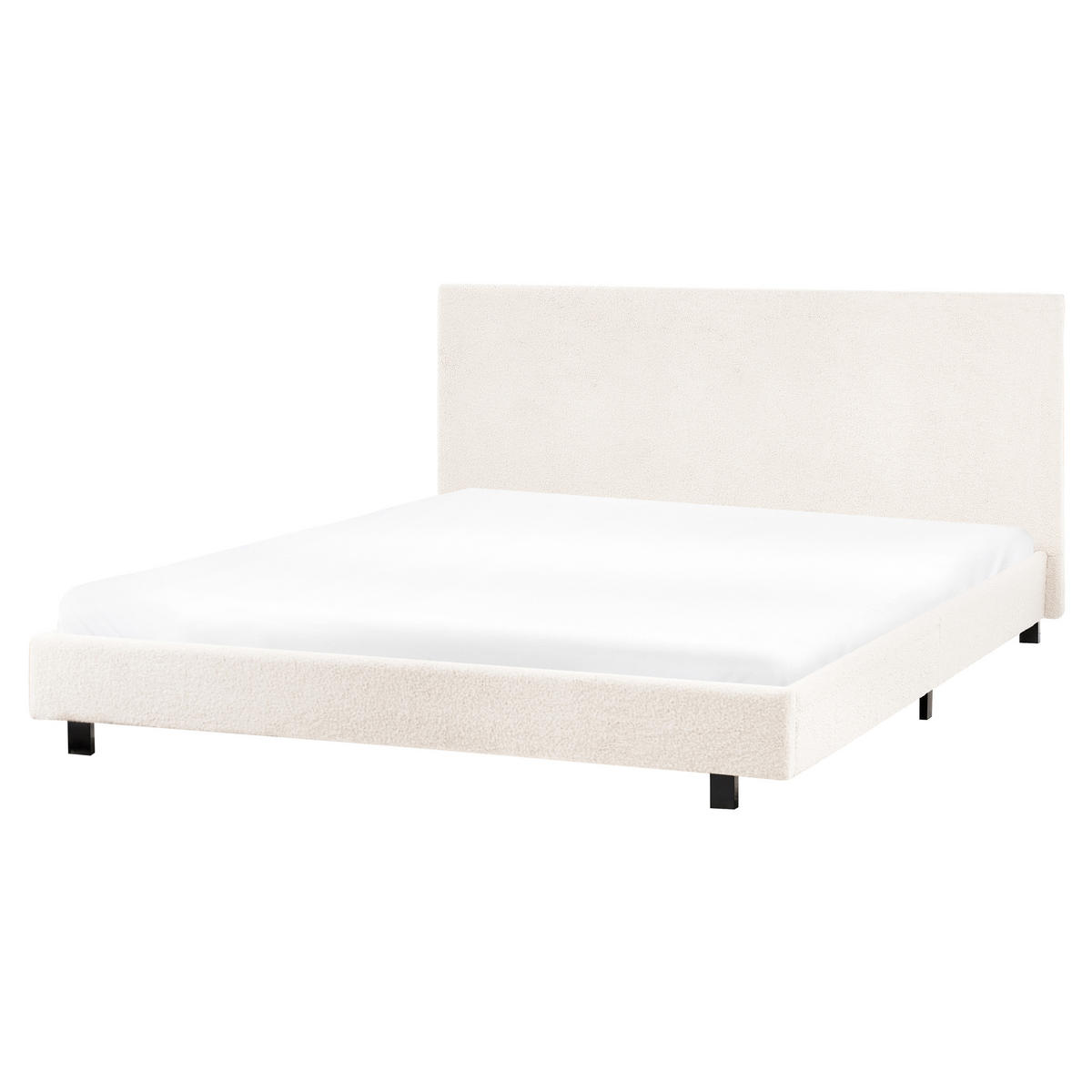 BETT mit Lattenrost 160/200 cm Cremeweiß Albi - Schwarz/Weiß, Textil (160/200cm) - Beliani