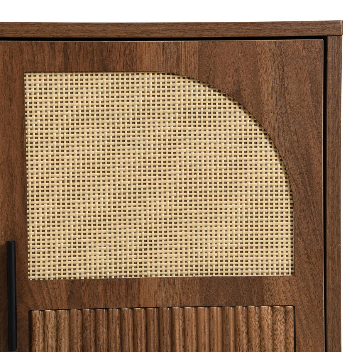 KOMMODE 140/40/80 cm mit 4 Türen und Soft-Close im Rattan-Look - Naturfarben, Holzwerkstoff (140/80/40cm) - BEAOK