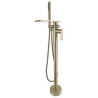 BADEWANNENARMATUR freistehend mit Handbrause, Einhebelmischer, Messing gebürstetes Gold - Goldfarben, Metall (15/95/24cm) - TVTIUO