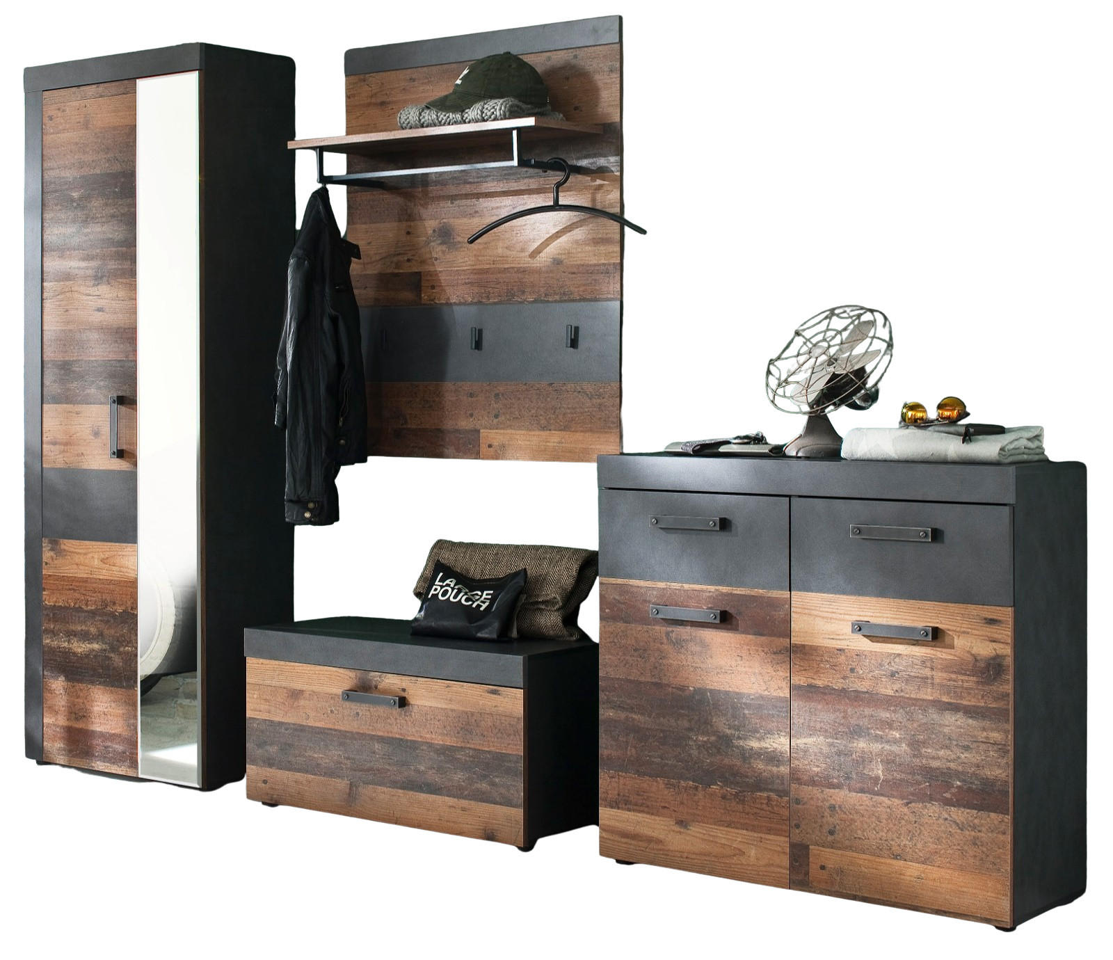 Top.Furn Garderoben-Set Braun, Grau 265x192x37 cm