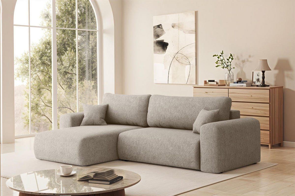 ECKSOFA Flora In Verita - Champagner, Holzwerkstoff/Textil (145/272cm) - Fun Möbel