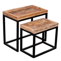 COUCHTISCH 2er Set Lecce Mangoholz - Schwarz/Braun, Naturmaterialien/Metall (50/45/30cm) - Mr. Deko