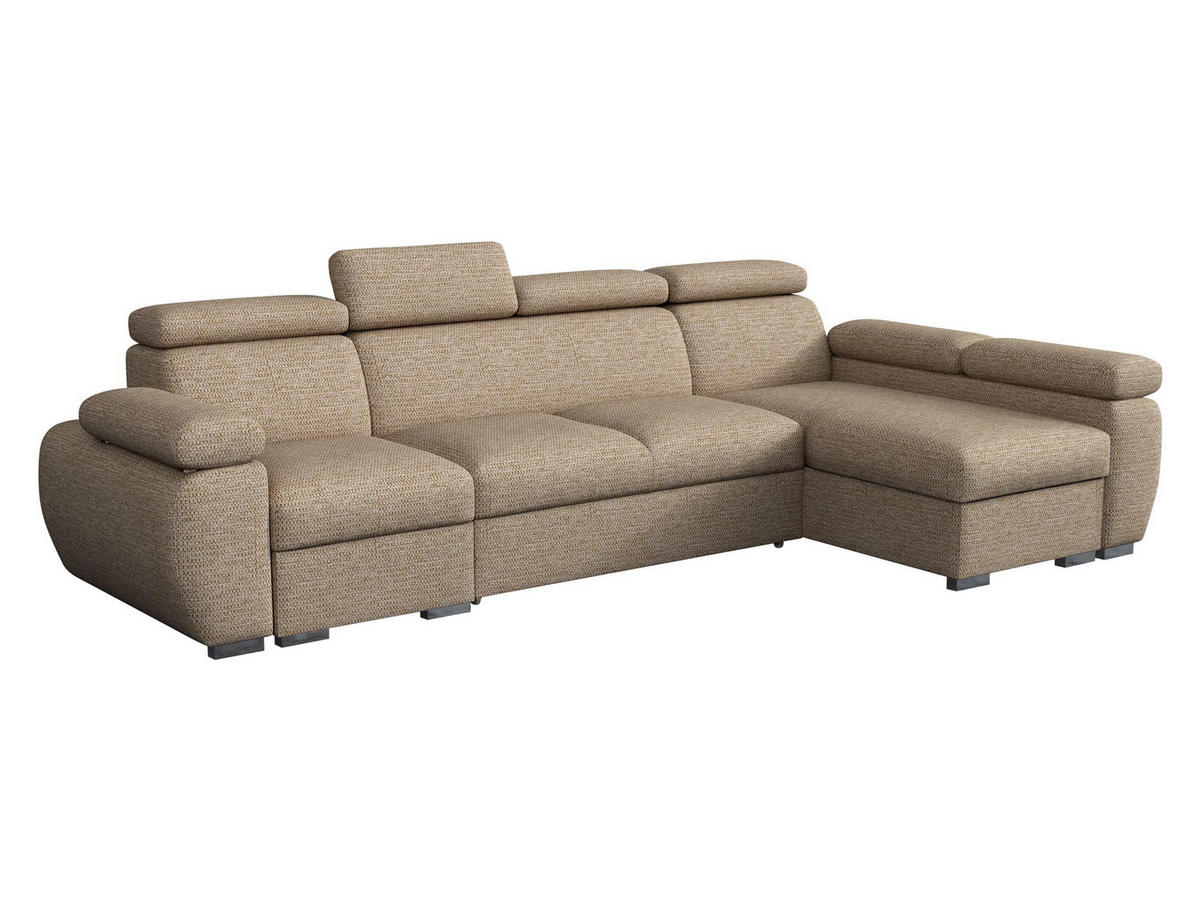 ECKSOFA Boston LCP, Seite: Rechts 1P(65)+2R+LCP - Hellbraun/Silberfarben, Holz/Textil (320/170cm) - MIRJAN24