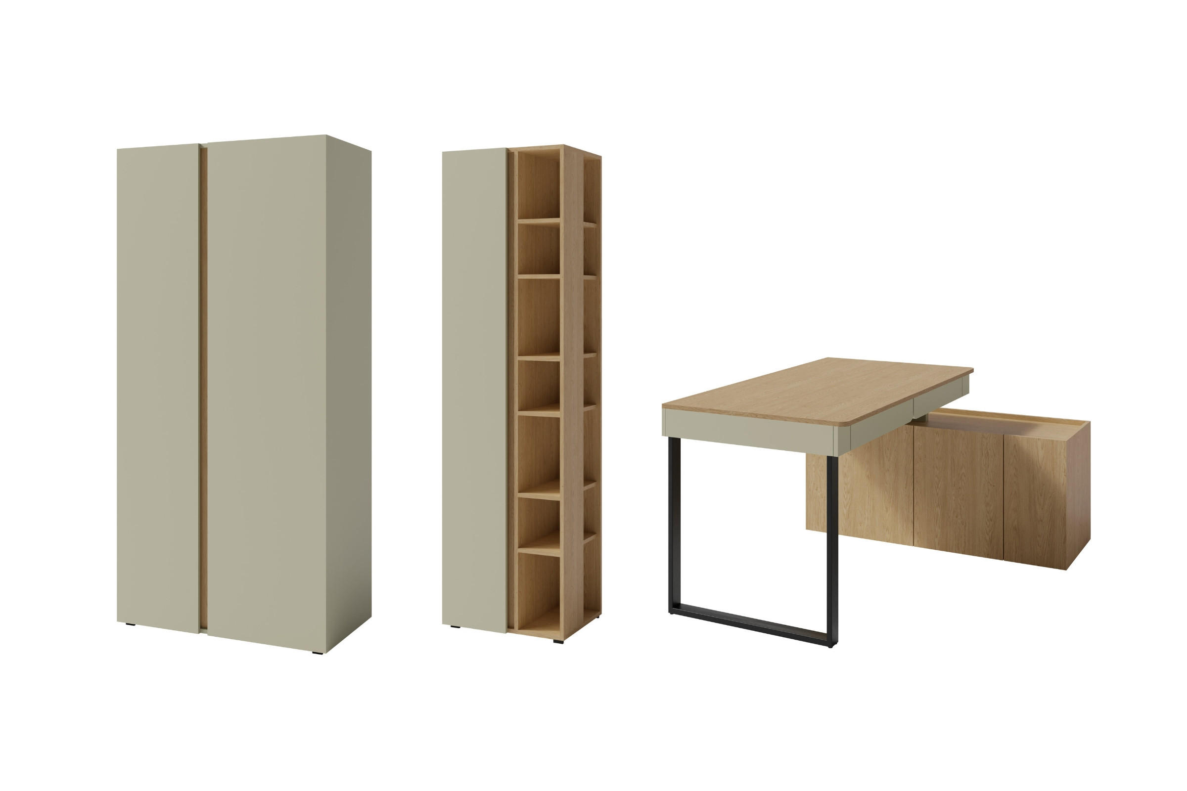 JUGENDZIMMER-SET LIBU AA 3-teilig in Eukalyptus / Baltic Düne Eiche - Alteiche/Eukalyptusholzfarben, Holzwerkstoff (373/195/63cm) - Deine Möbel 24