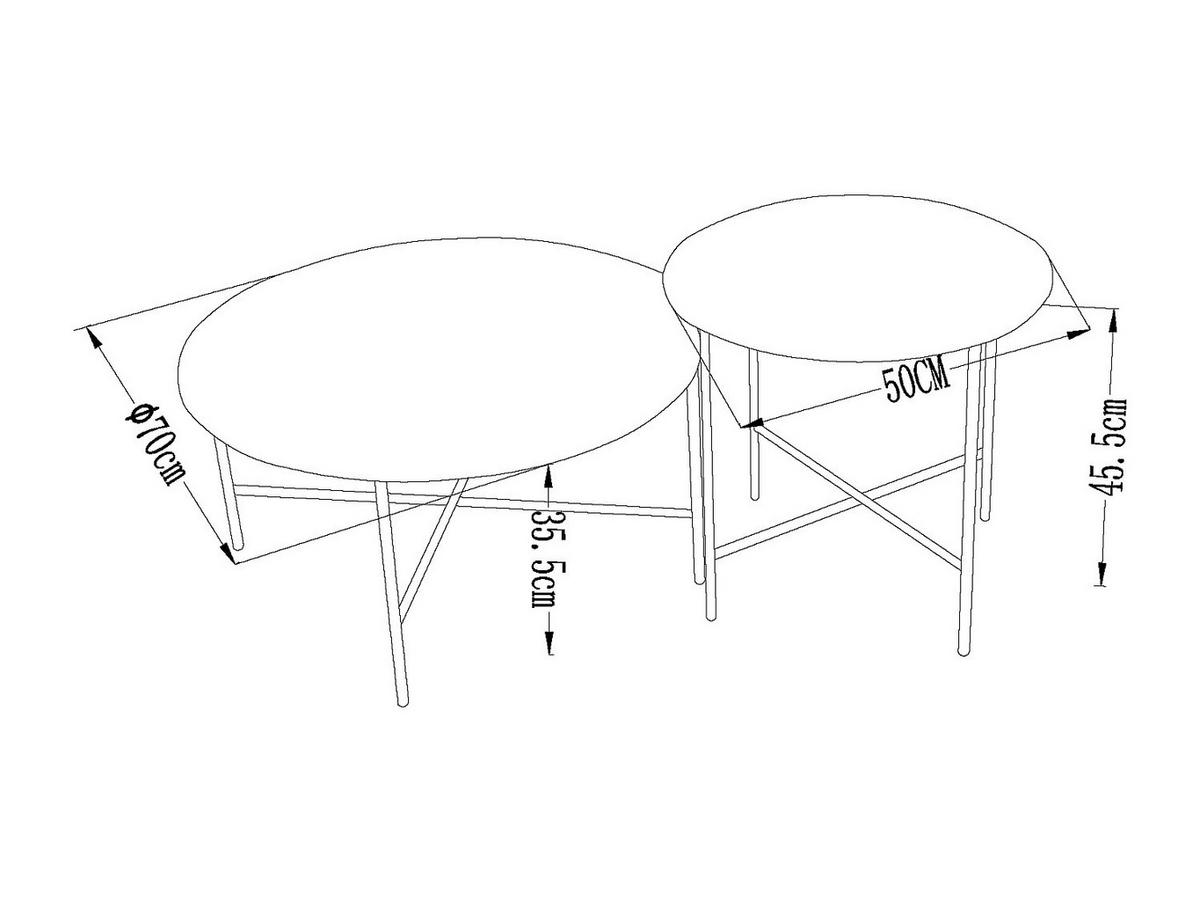 GARTENBEISTELLTISCH 2er-Set - 70 cm x 70 cm - Metall - Schwarz - NIKAO - Schwarz, Metall (70/70/45.5cm) - Vente-Unique