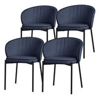 ESSZIMMERSTÜHLE 4er Set Dunkelblau - Schwarz/Dunkelblau, Textil/Metall (60/75/59cm) - ML-DESIGN