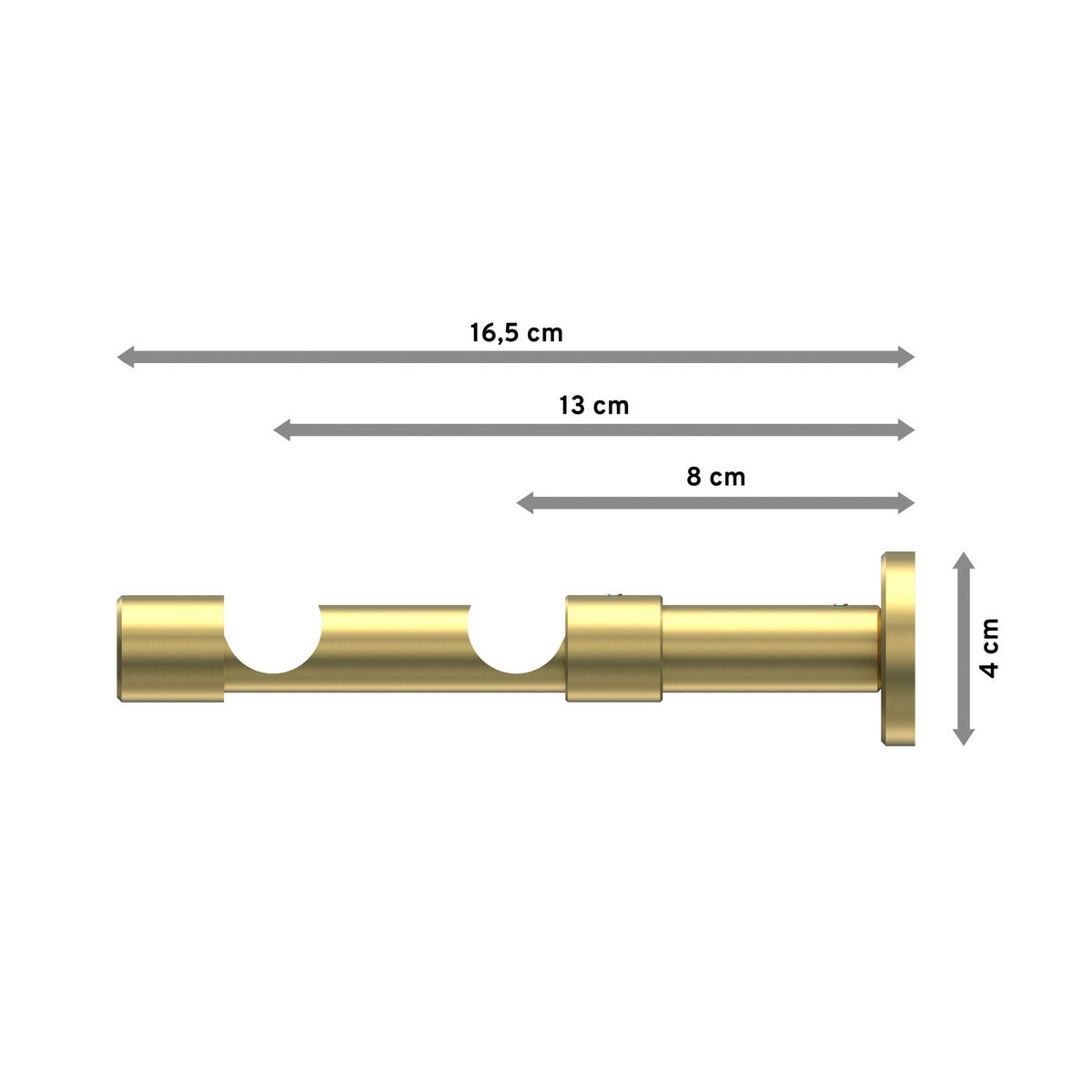 TRÄGER FÜR GARDINENSTANGEN 20 mm Ø, Prestige 2-läufig, Messing-Optik - Messingfarben, Metall (16.2/4/4cm) - INTERDECO