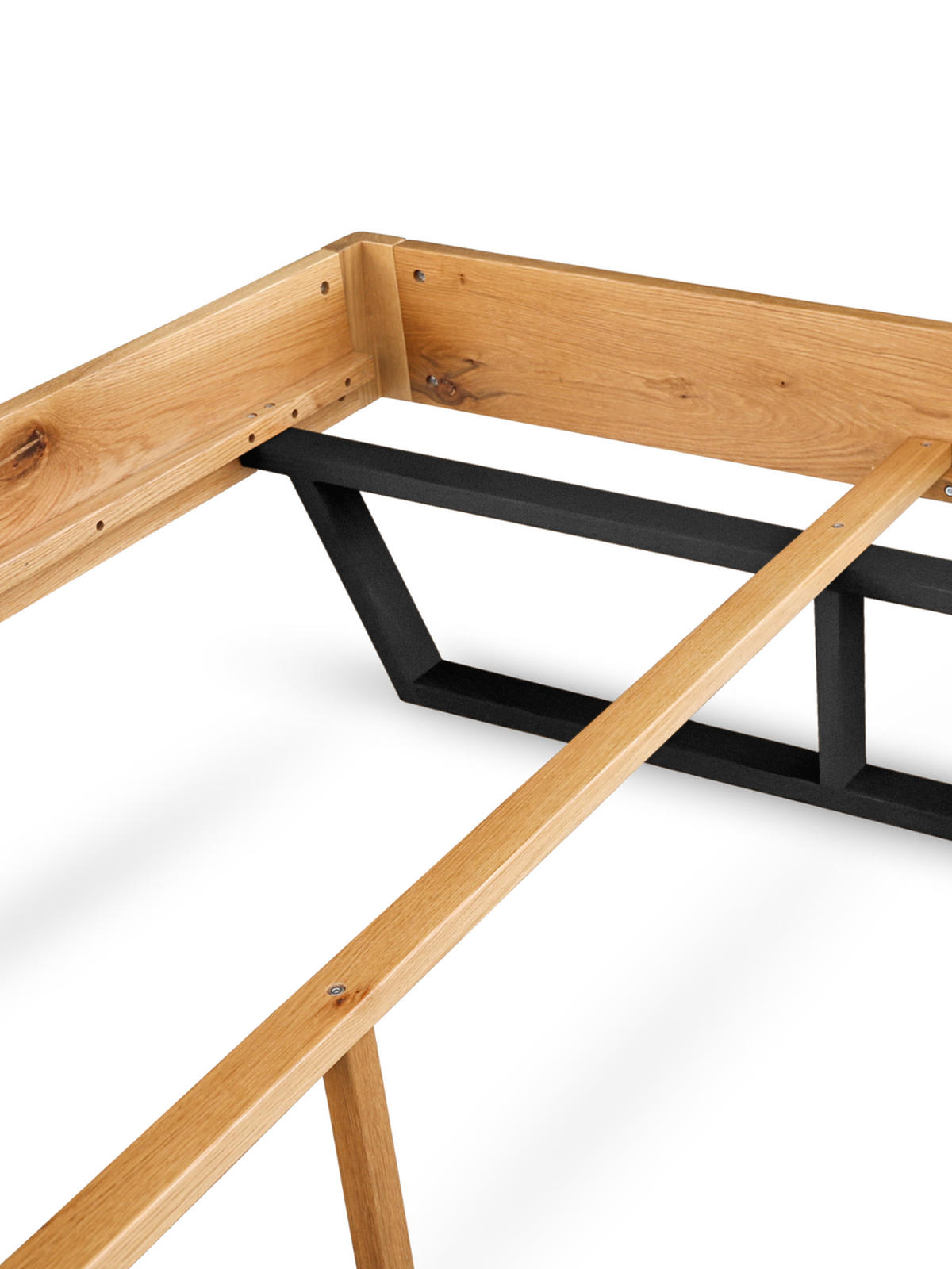 MASSIVHOLZBETT Metall 140 cm x 200 cm - Eichefarben, Holz (140/200cm) - holz4home