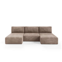 WOHNLANDSCHAFT Natalia - Beige, Holzwerkstoff/Textil (304/85/149cm) - Fun Möbel