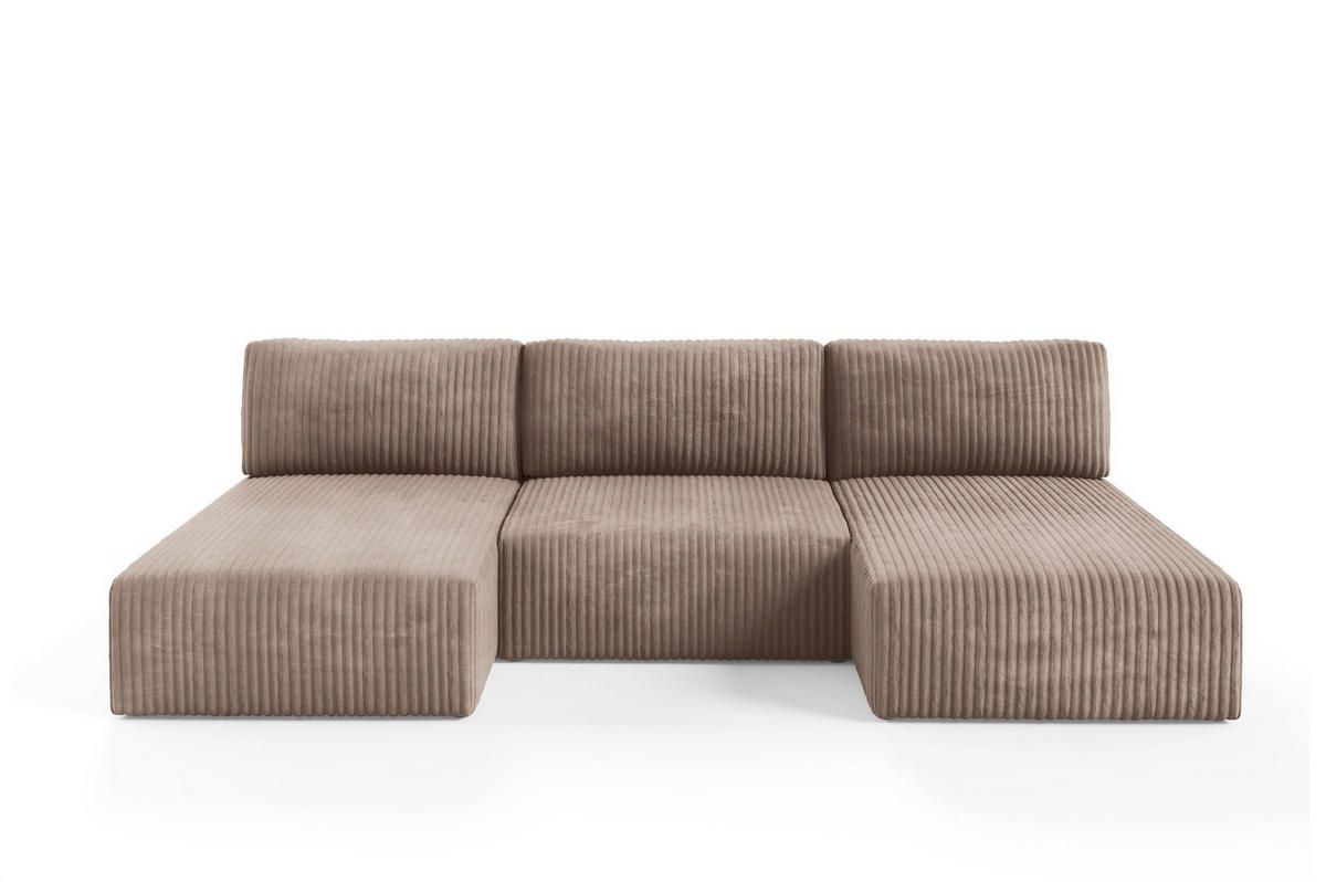 WOHNLANDSCHAFT Natalia - Beige, Holzwerkstoff/Textil (304/85/149cm) - Fun Möbel