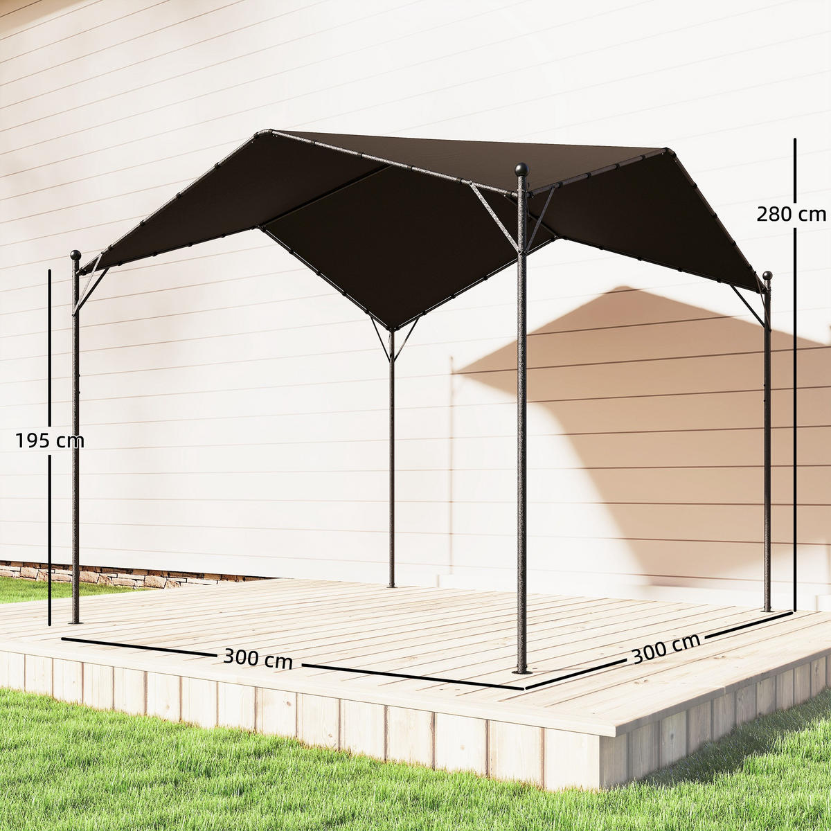PERGOLA Metall Polyester Dunkelgrau 3/3 m - Dunkelgrau, Textil/Metall (300/280/300cm) - Outsunny