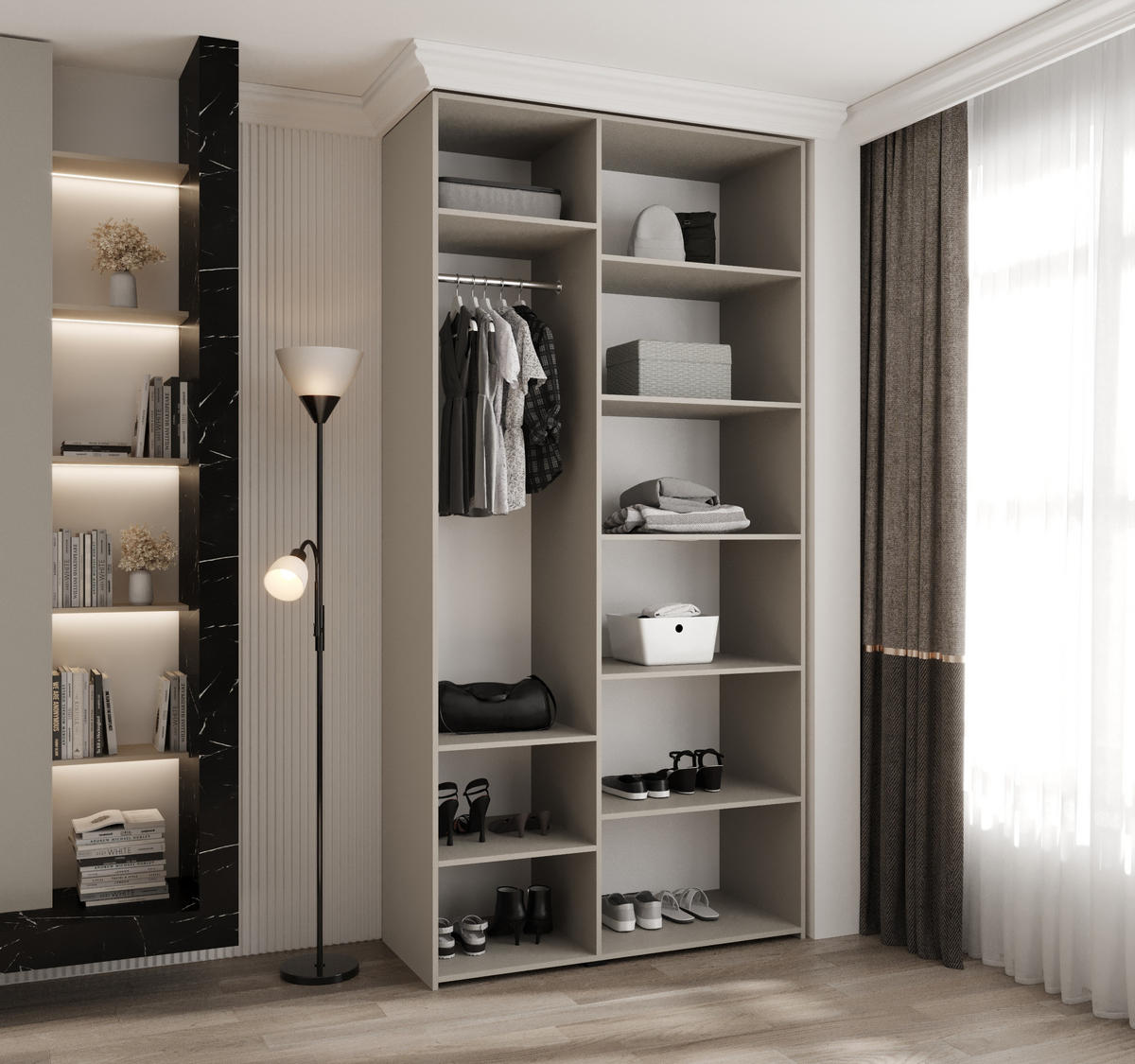 DREHTÜRENSCHRANK 245,5/120/50 3-türig - Kaschmir/Goldfarben, Holz/Metall (120/245.5/50cm) - Abiks Möbel