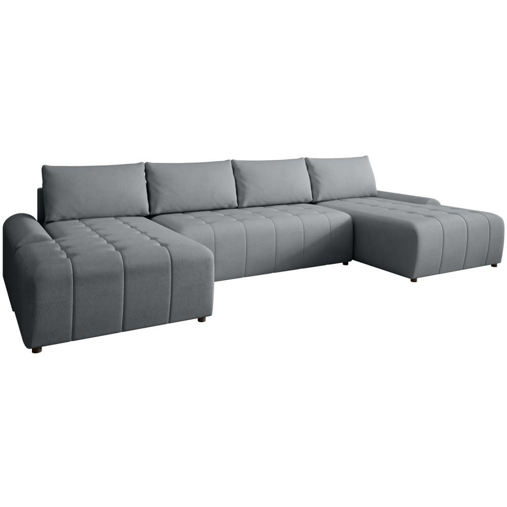 WOHNLANDSCHAFT Costa U Dunkelgrau, Velours - Dunkelgrau/Schwarz, Kunststoff/Textil (367/80/169cm) - Beautysofa